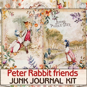 Gli amici di Peter Rabbit, le pagine del diario spazzatura di Beatrix Potter, la fiaba fantasy, il kit di Scrapbooking vintage