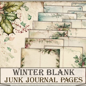 Winter Blank background junk journal Pages, Digital picture printables