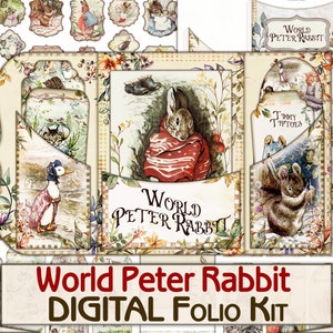 World Peter Rabbit friends Beatrix Potter Folio Kit,fantasy fairy tale,vintage Scrapbooking kit