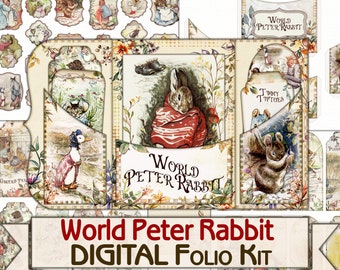 World Peter Rabbit friends Beatrix Potter Folio Kit,fantasy fairy tale,vintage Scrapbooking kit