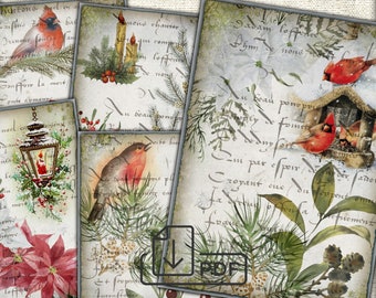 Christmas Digital picture collage printable Vintage cards Atc ACEO