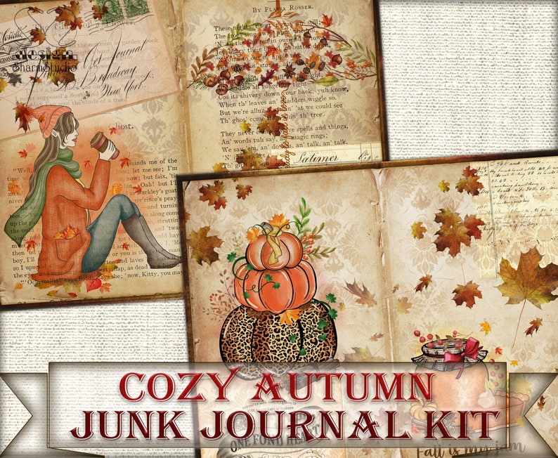 Cozy Autumn Junk Journal Collage Pages,digital Kit Picture Collage,fall ...