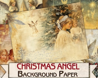 Vintage Christmas angel ,Collage Sheets,xmas Printable 10 Pages