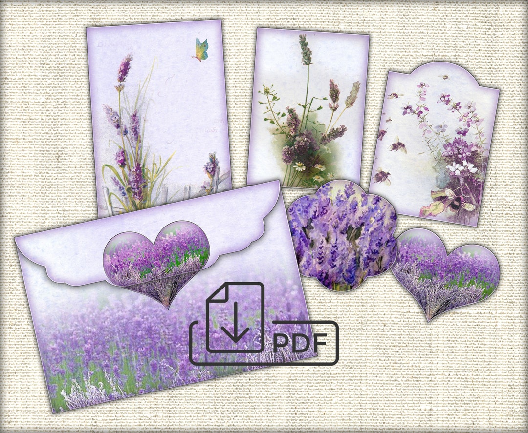 LAVENDER Digital Envelopes Template Sheet Set Envelope,tags&cards Etsy