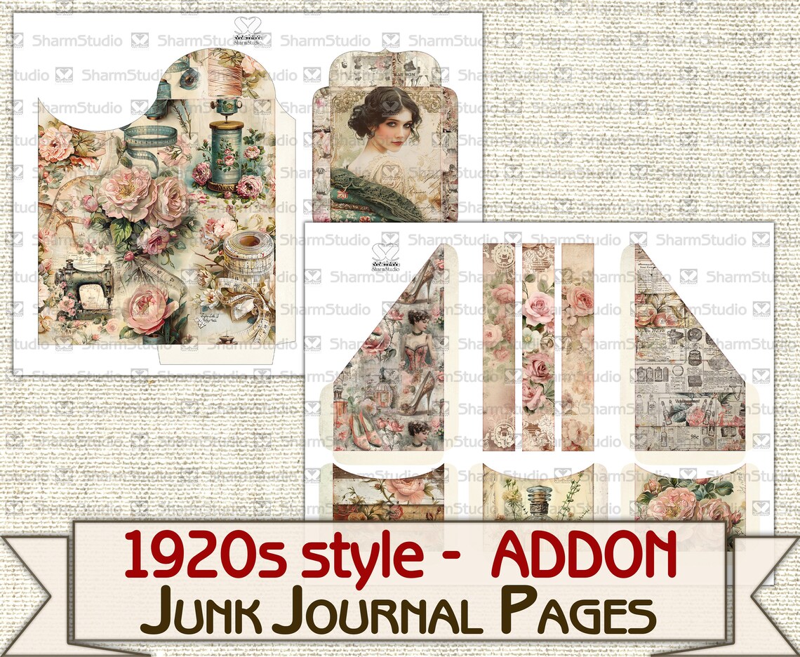 Vintage Fashion Junk Journal Kit 1920s Style ADDON, Collage Sheets ...