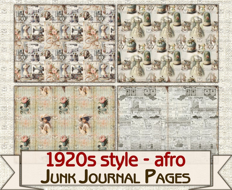 Vintage Afro Fashion Junk Journal Kit 1920s Style, Collage Sheets ...
