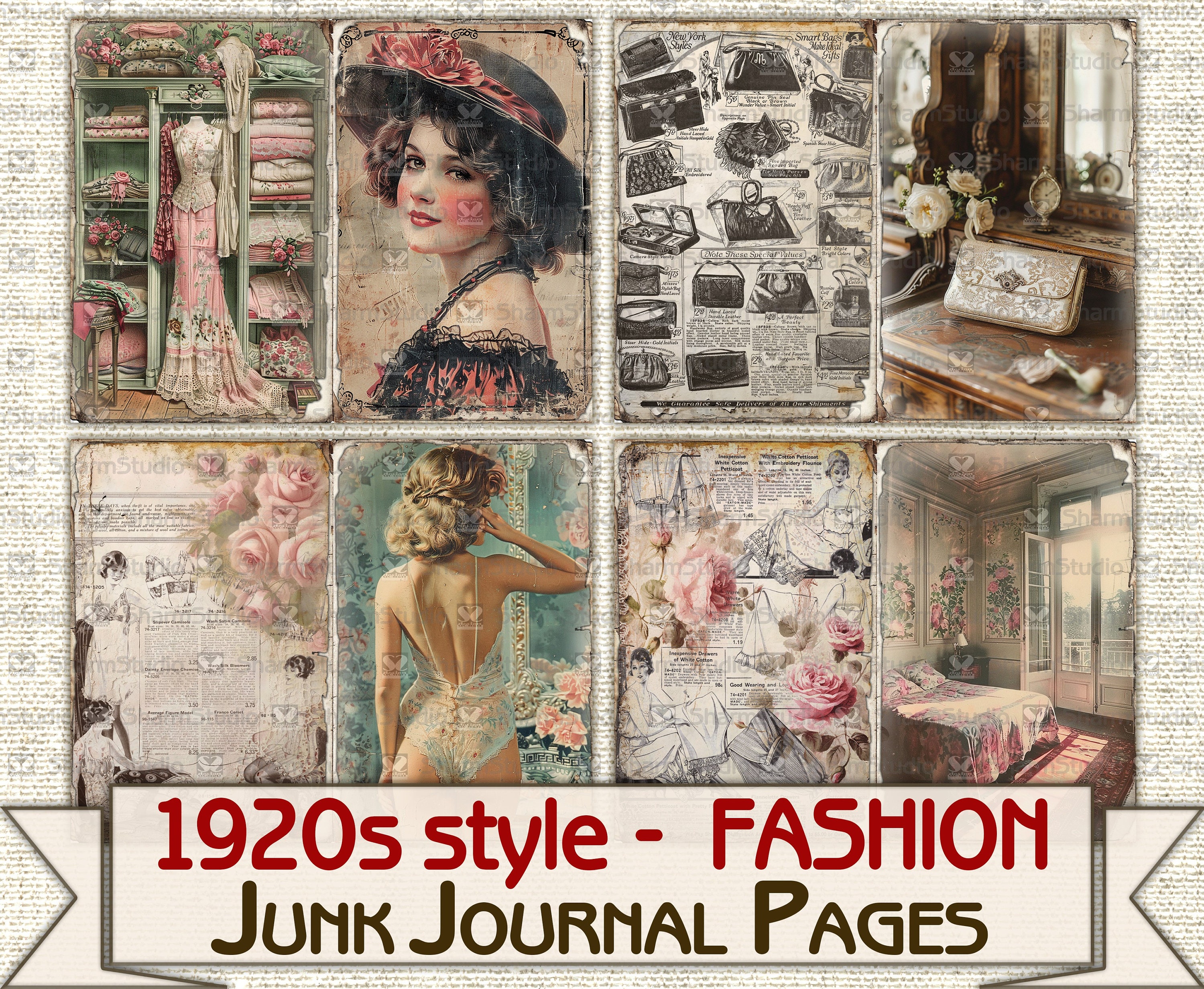 Vintage Fashion Junk Journal Kit 1920s Style, Collage Sheets Printables ...