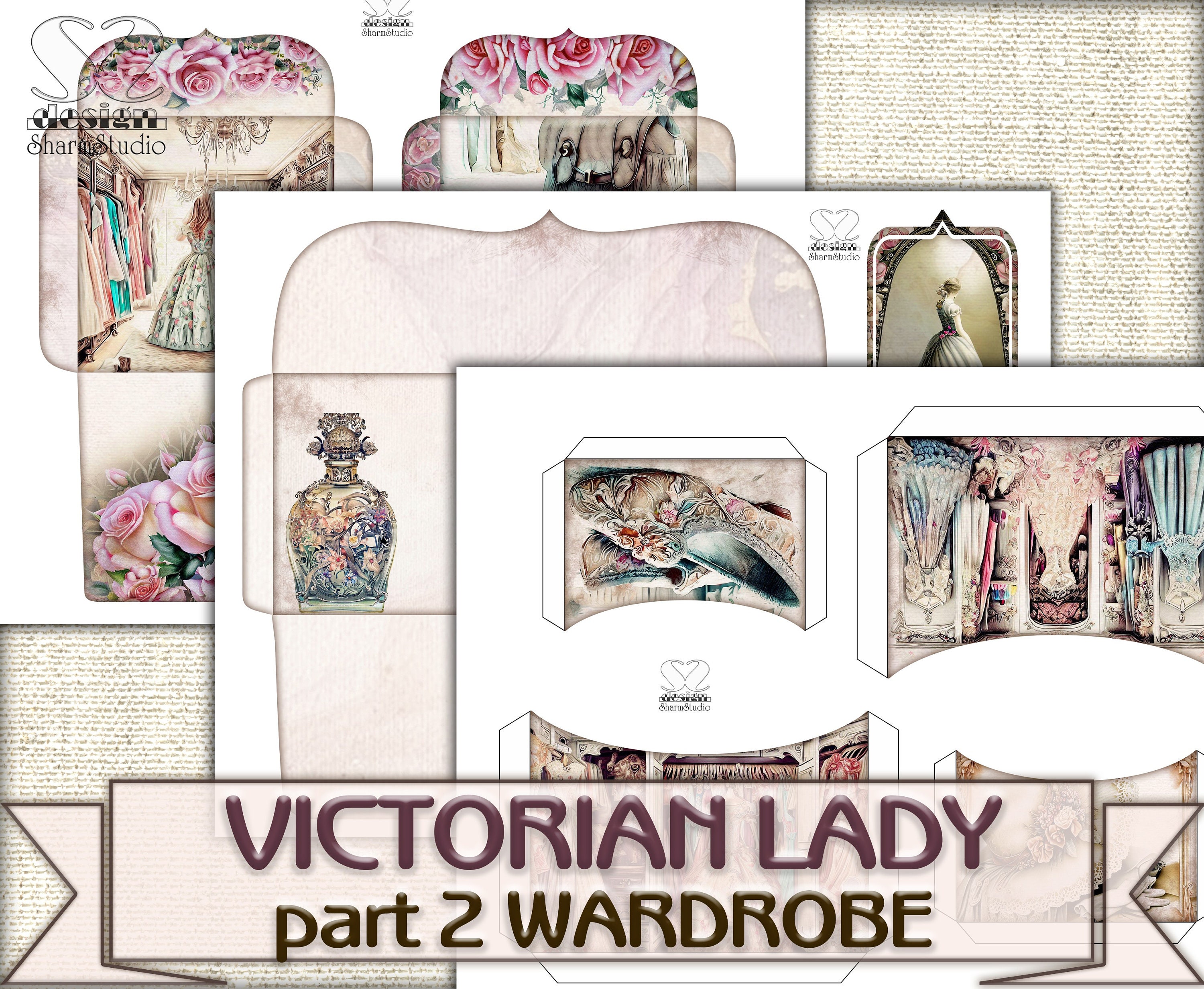 Vintage Beauty Victorian Lady Junk Journal Kit Part 2 WARDROBE, Collage ...