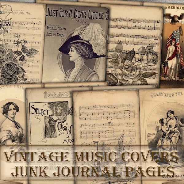 vintage Music Covers Junk Journal Pages de collage imprimables