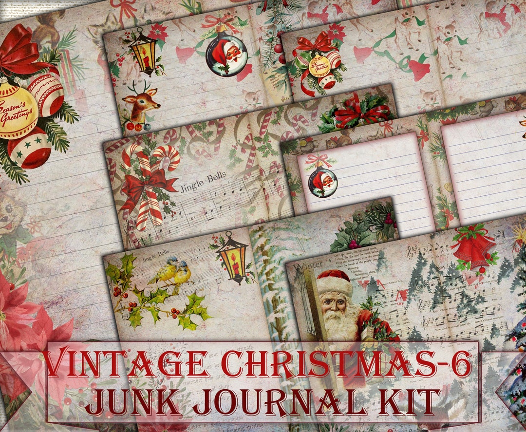 Vintage Christmas Junk Journal Kit-6,printable Collage Pages - Etsy