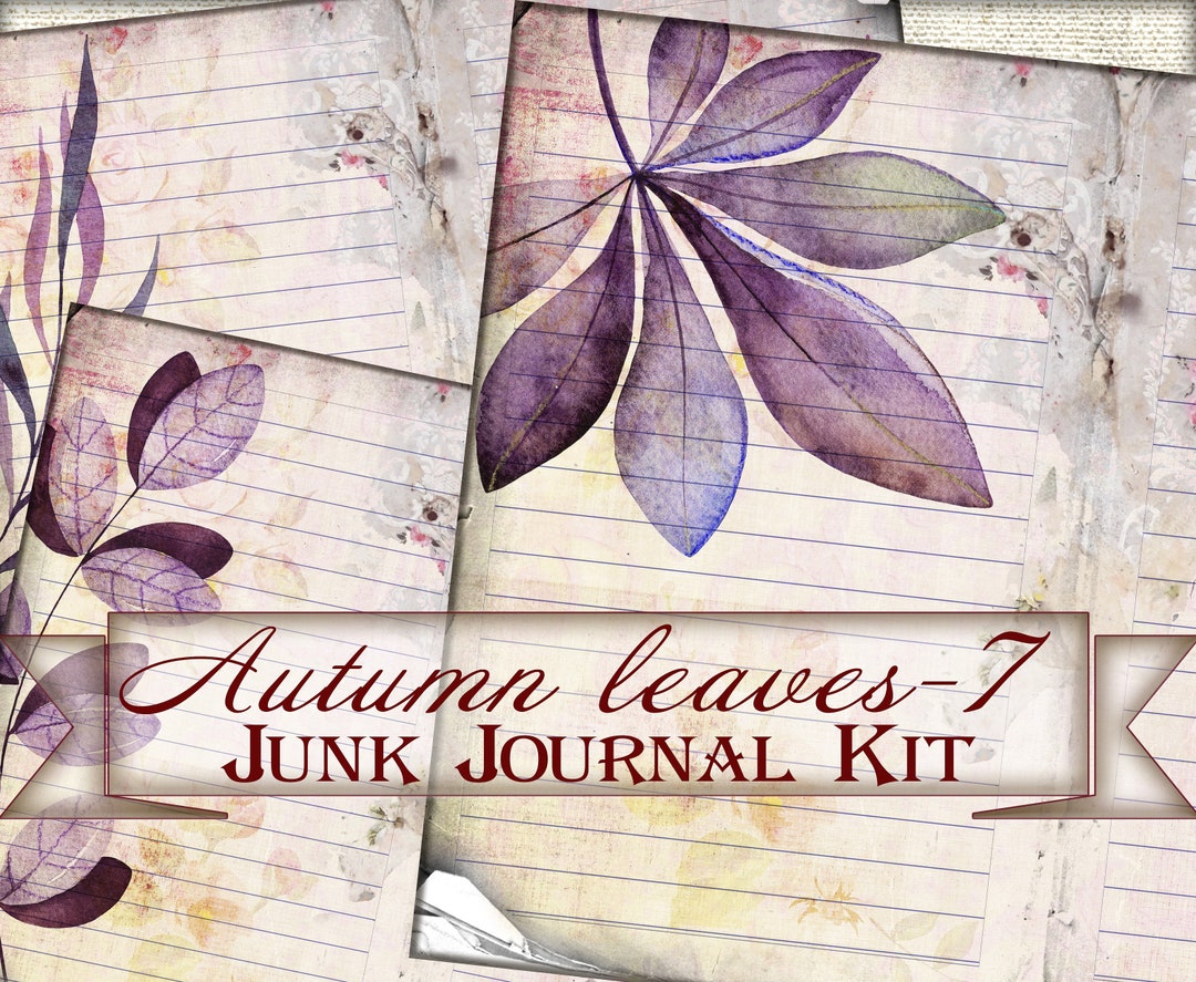 Junk Journal Kit Printable Autumn Digital Paper Leaves-7,collage ...