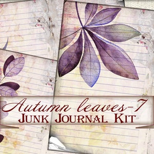 Junk Journal kit Printable Autumn digital paper leaves-7,Collage picture Pages Ephemera