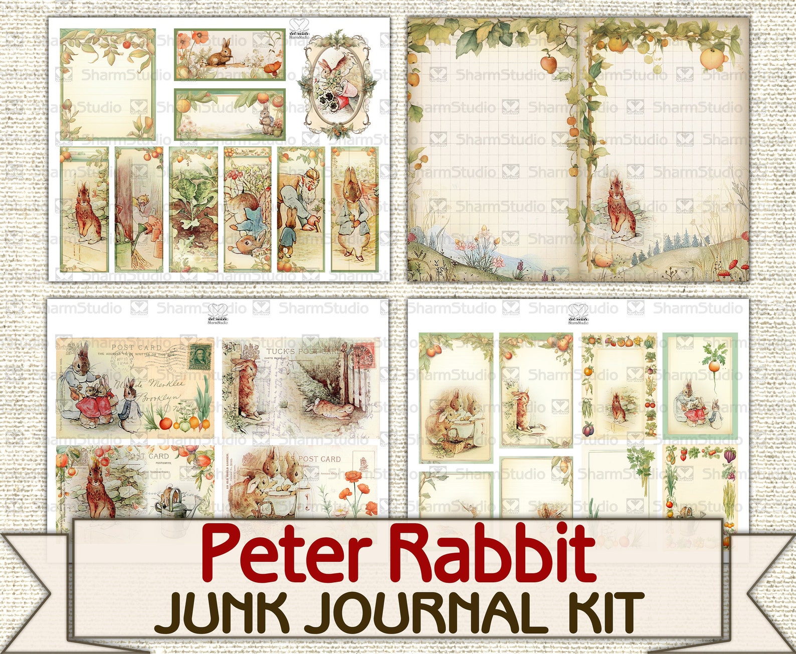 Peter Rabbit Beatrix Potter Junk Journal Pages,fantasy Fairy Tale ...