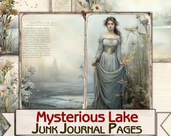Vintage Mysterious Lake Junk Journal Pages printable