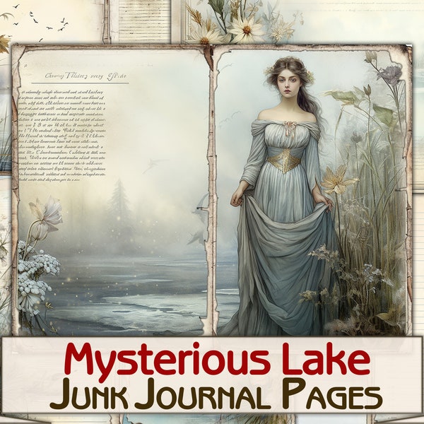 Vintage Mysterious Lake Junk Journal Pages printable