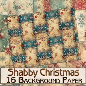 Shabby Christmas Background,xmas Printable 16 Pages