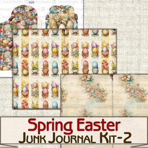 Vintage Spring Easter Junk Journal Kit-2,digital Picture Collage ...