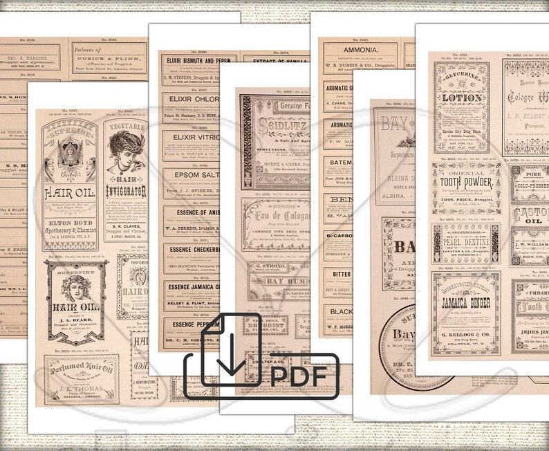200 Vintage Apothecary Printable Old Ephemera Labels 1 18th | Etsy