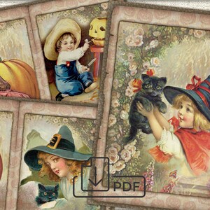 Vintage Halloween Junk Journal Pages-3 picture collage,Digital Sheet Download