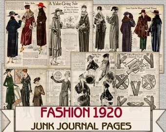 昔ながらのジャンクジャーナルページ、レトロファッション 1920 年代の
