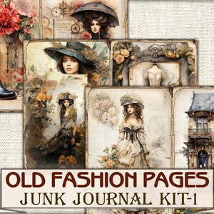 Old Fashion Victorian Lady Junk Journal Kit Part 1, Collage Sheets ...