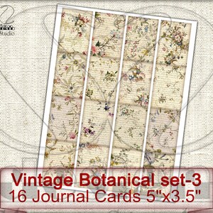 Puede incluir: Un conjunto de 16 tarjetas de diario bot&aacute;nico vintage, cada una mide 12,7 cm por 8,9 cm. Las tarjetas presentan un delicado patr&oacute;n floral sobre un fondo crema.