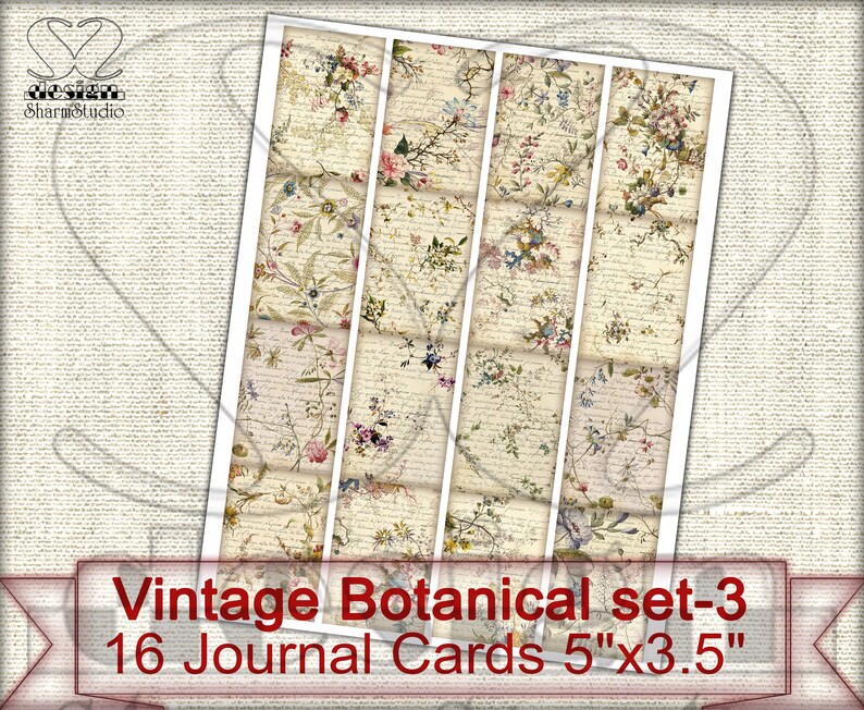 Puede incluir: Un conjunto de 16 tarjetas de diario bot&aacute;nico vintage, cada una mide 12,7 cm por 8,9 cm. Las tarjetas presentan un delicado patr&oacute;n floral sobre un fondo crema.