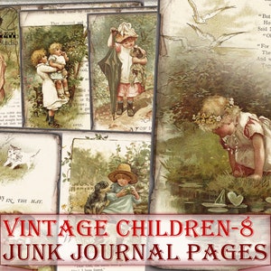 vintage Children-8 Pages de journal, kit de journal indésirable pour enfants imprimable