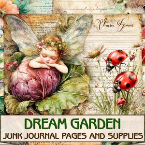 Vintage Dream Garden Junk Journal kolaż zdjęć, fantastyczna natura Scrapbook