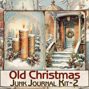 Old Christmas Junk Journal Kit,Printable Collage Pages-2