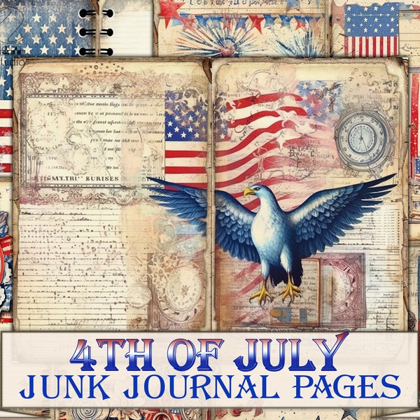 Vintage Independence Day,4th of July,Patriotic America,Collage Digital picture printables junk journal Pages