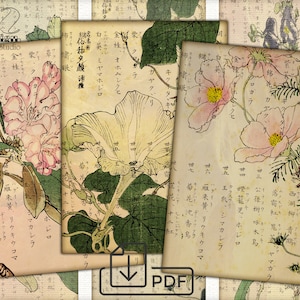 Vintage Japan picture Flowers-2 Digital Collage Sheet Download Atc ACEO 1891