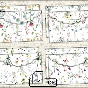 Vintage Botanical floral Envelopes Printable,envelope template watercolor