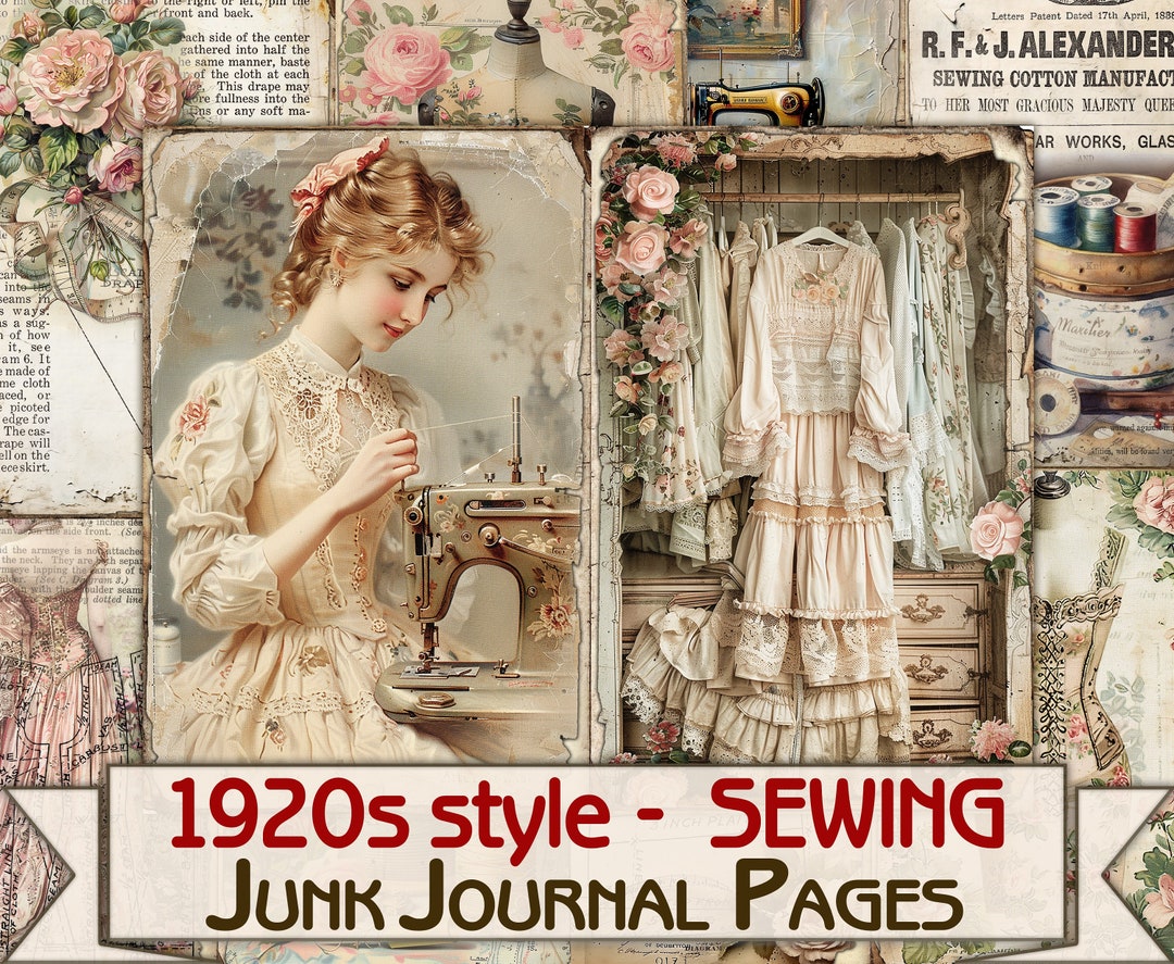Vintage Fashion Junk Journal Kit 1920s Style Sewing, Collage Sheets ...