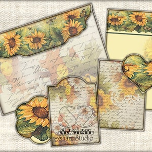 SUNFLOWER デジタル封筒テンプレート シートセット 封筒、タグ、カード