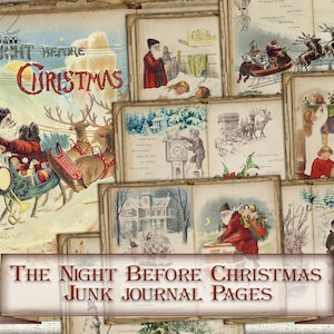 Kit de journal de Noël vintage, pages de collage imprimables la nuit avant Noël