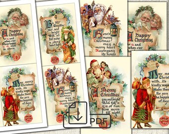 Printable Postcard Set Christmas-7vintage Cards Atc ACEO | Etsy