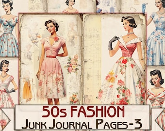 Pages de journal indésirables à la mode rétro des années 50, partie 3, feuilles de collage à imprimer