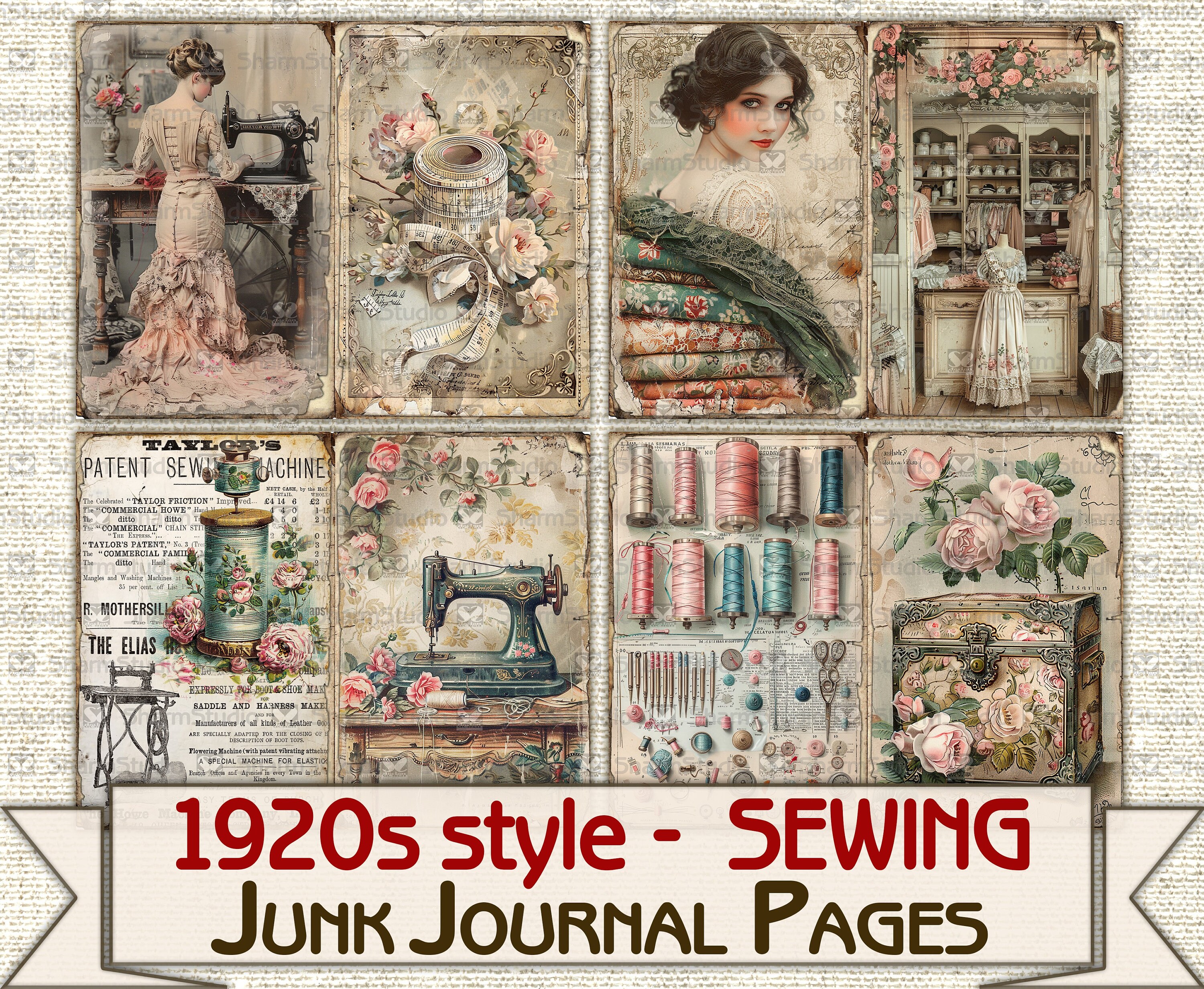 Vintage Fashion Junk Journal Kit 1920s Style Sewing, Collage Sheets ...
