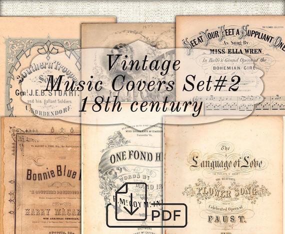 Vintage Old Music Covers Set2printable Sheet Music Paper - Etsy