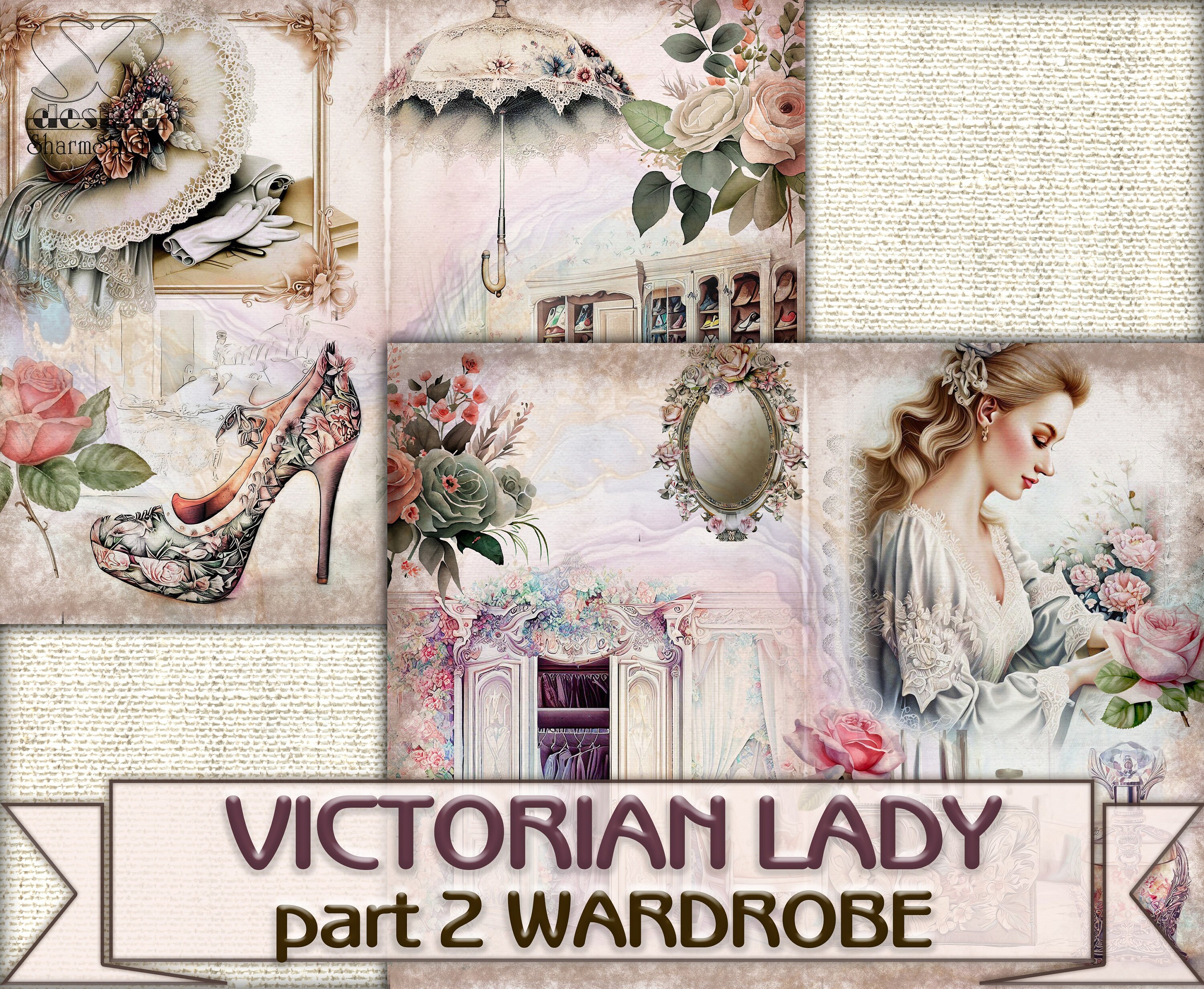 Vintage Beauty Victorian Lady Junk Journal Kit Part 2 WARDROBE, Collage ...