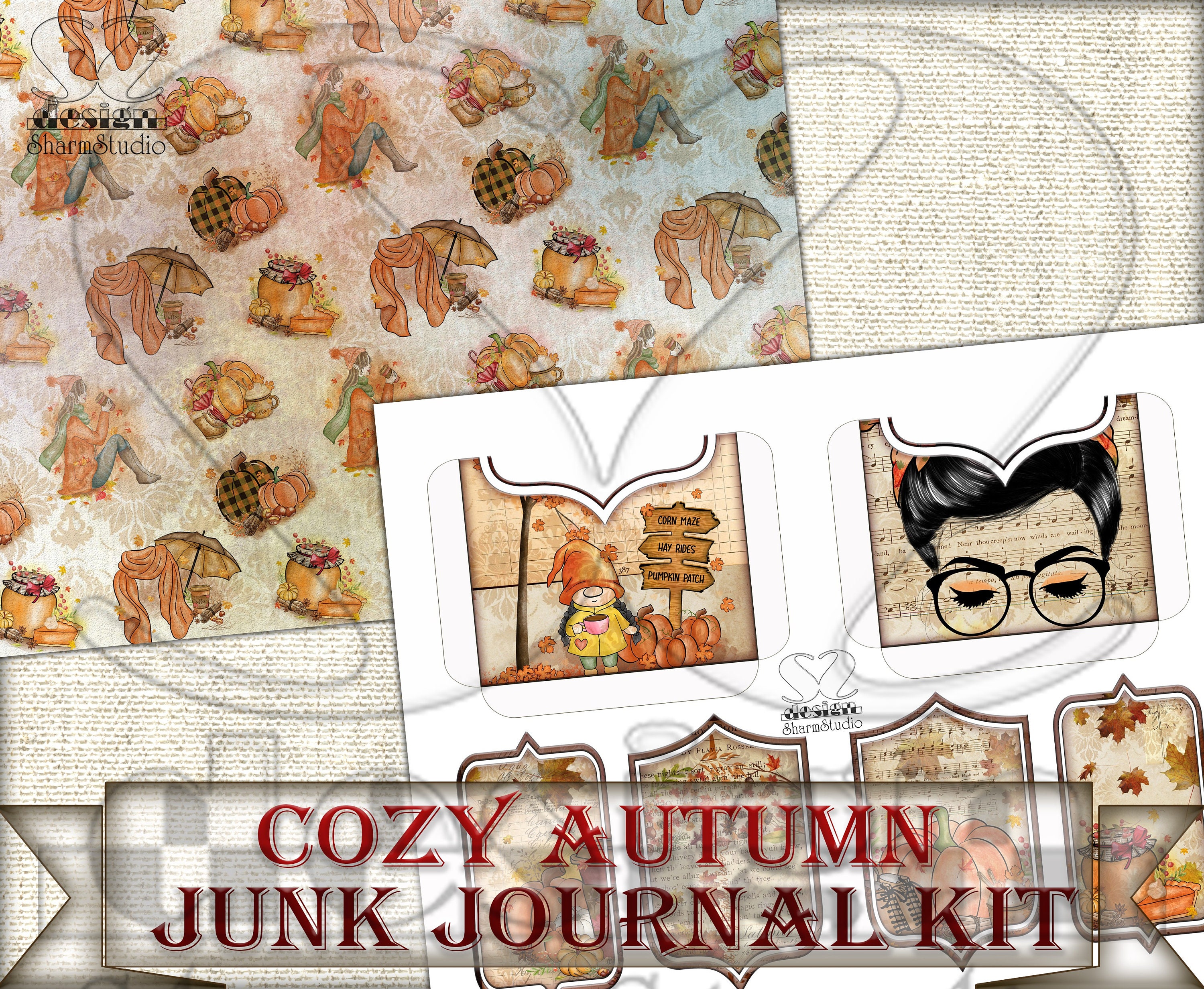 Cozy Autumn Junk Journal Collage Pages,digital Kit Picture Collage,fall ...