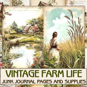 Vintage farm life Junk Journal pages,scrapbooking Cottagecore Country Living Collage Printables Ephemera