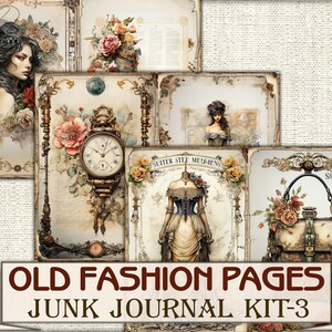 Old Fashion Victorian Lady Junk Journal Kit Part 3, Collage Sheets ...