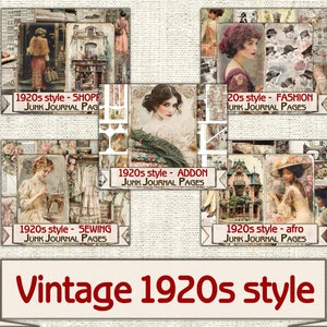 Vintage Fashion Junk Journal Kit 1920s Style Sewing Shopping,collage ...