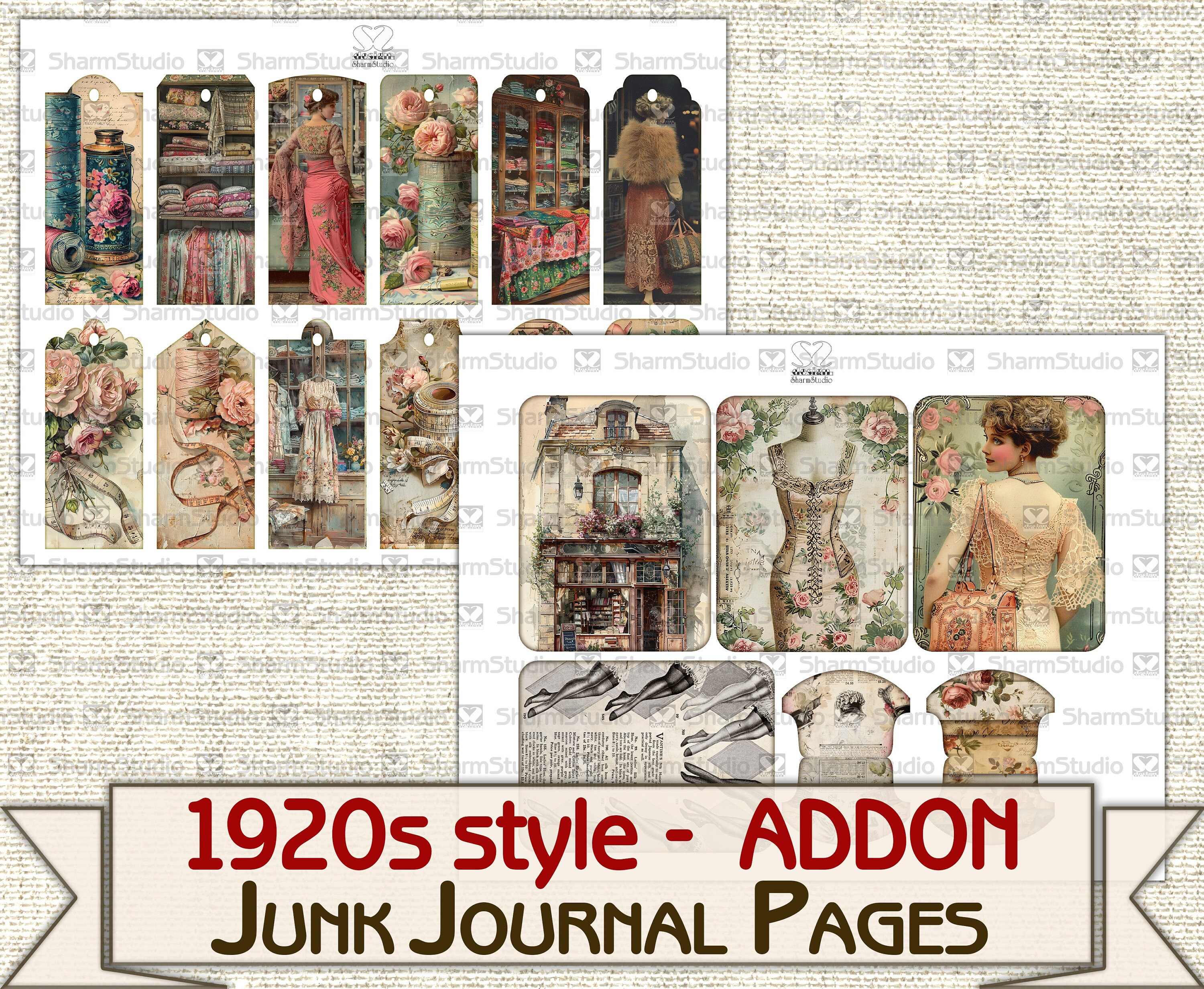 Vintage Fashion Junk Journal Kit 1920s Style ADDON, Collage Sheets ...