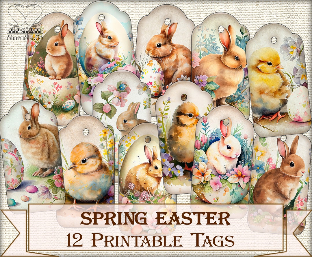 Easter Spring Ephemera Tags Printable,scrapbook and Junk Journal Paper ...