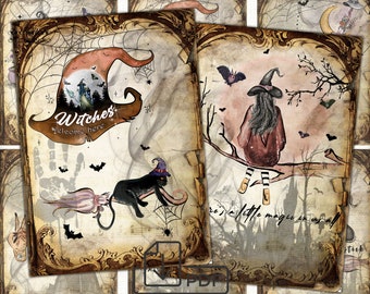 Cute Halloween ephemera card,pictures Collage-2,junk journal pages