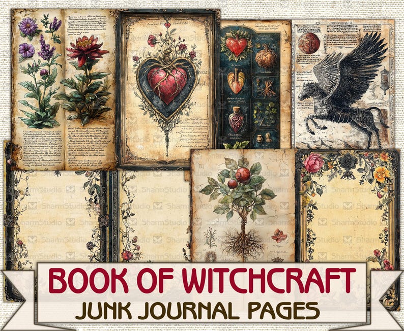 Vintage Book Witchcraft Junk Journal Pages Printable,mystic Witch ...