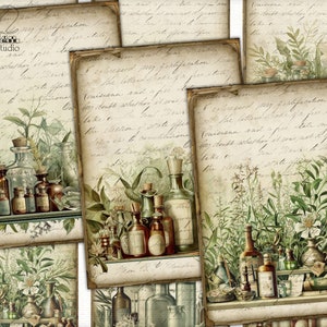 Vintage Herbalist Botanical Printable pack-2,Herbal junk journal ephemera